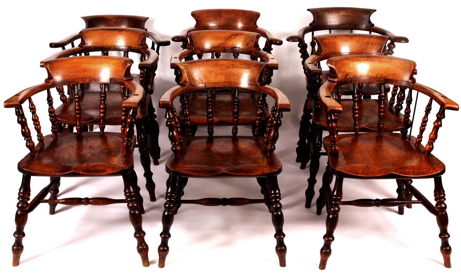 Lot 682 - A matched set of 9 19th Century Elm, Ash and...
