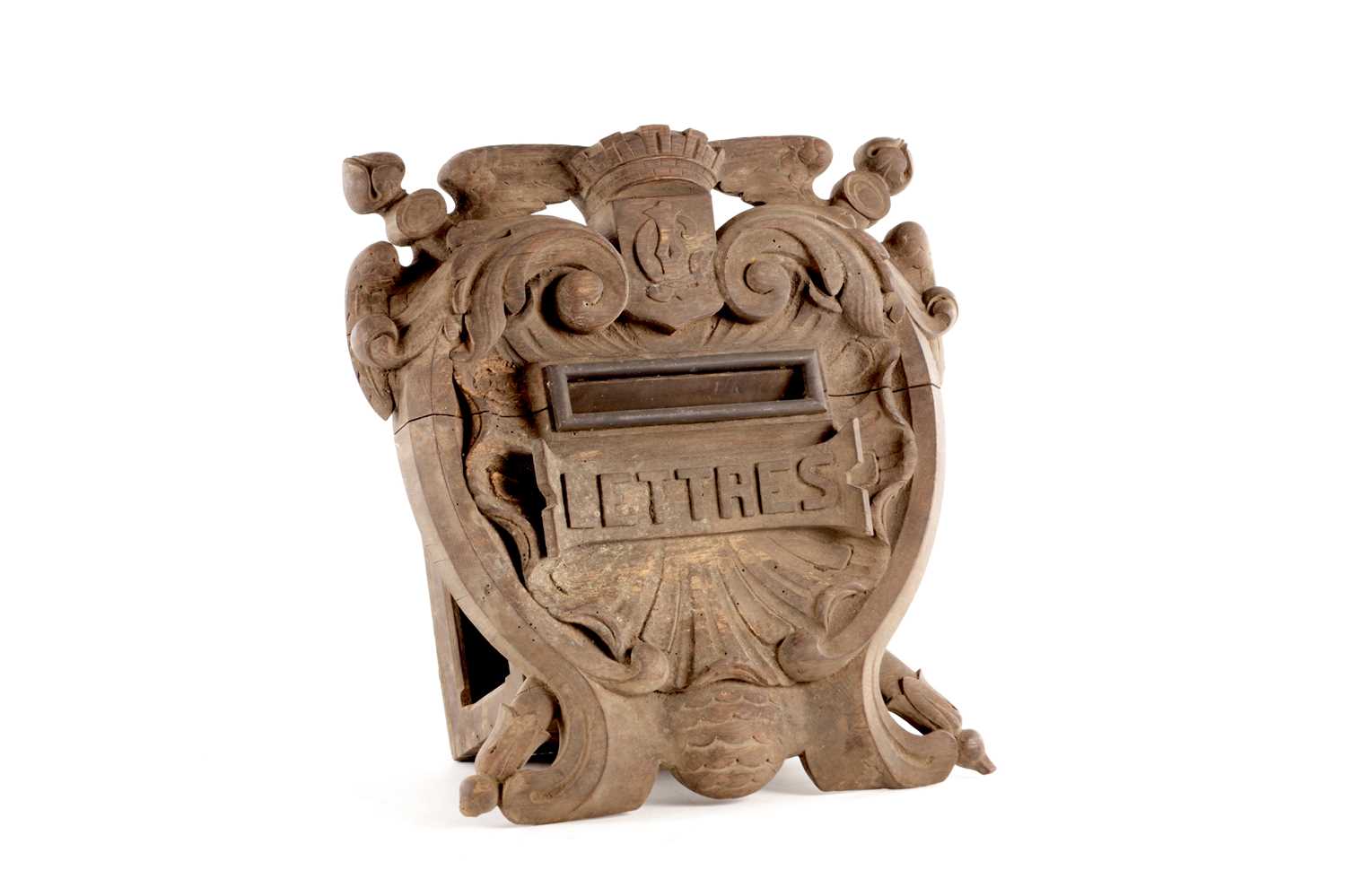 Lot 1126 - AN UNUSUAL LATE 19TH CENTURY CARVED OAK COUNTRY HOUSE LETTER BOX
