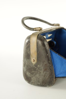Lot 861 - A VINTAGE CROCODILE LADIES TRAVELING VANITY BAG