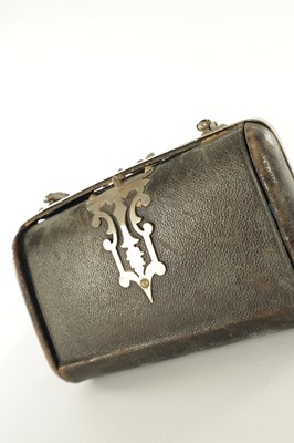 Lot 861 - A VINTAGE CROCODILE LADIES TRAVELING VANITY BAG