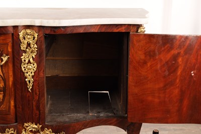 Lot 1159 - LOROMARD PARIS, AN EARLY 19TH CENTURY SIGNED LOUIS XV STYLE KINGWOOD AND MARQUETRY INLAID ORMOLU MOUNTED SERPENTINE FRONTED BOMBE SHAPED COMMODE