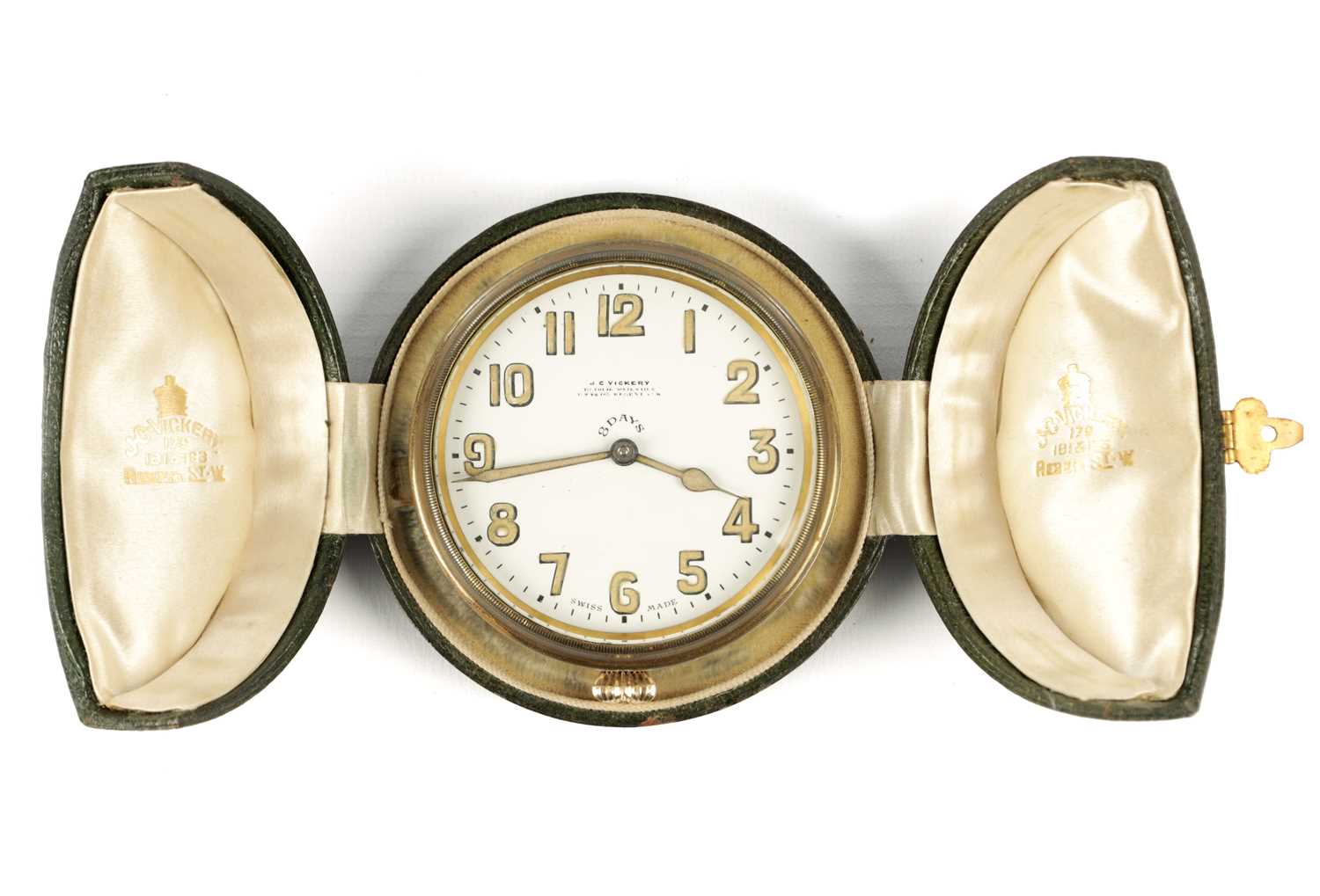 Lot 1616 - J.C. VICKERY, REGENT STREET. W AN EARLY 20TH CENTURY TRAVELLING CLOCK