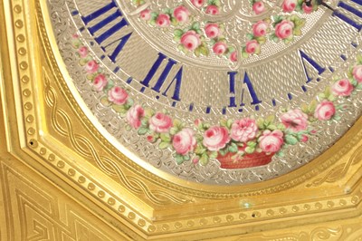 Lot 1691 - THOMAS COLE, LONDON. A RARE AND LARGE MID 19TH CENTURY GILT AND ENAMEL STRUT CLOCK