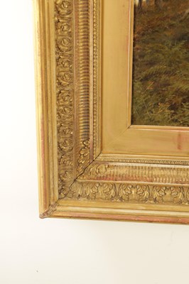 Lot 1042 - HENRY JOHN KINNAIRD (1880-1908). A 19TH CENTURY OIL ON CANVAS WOODLAND SCENE