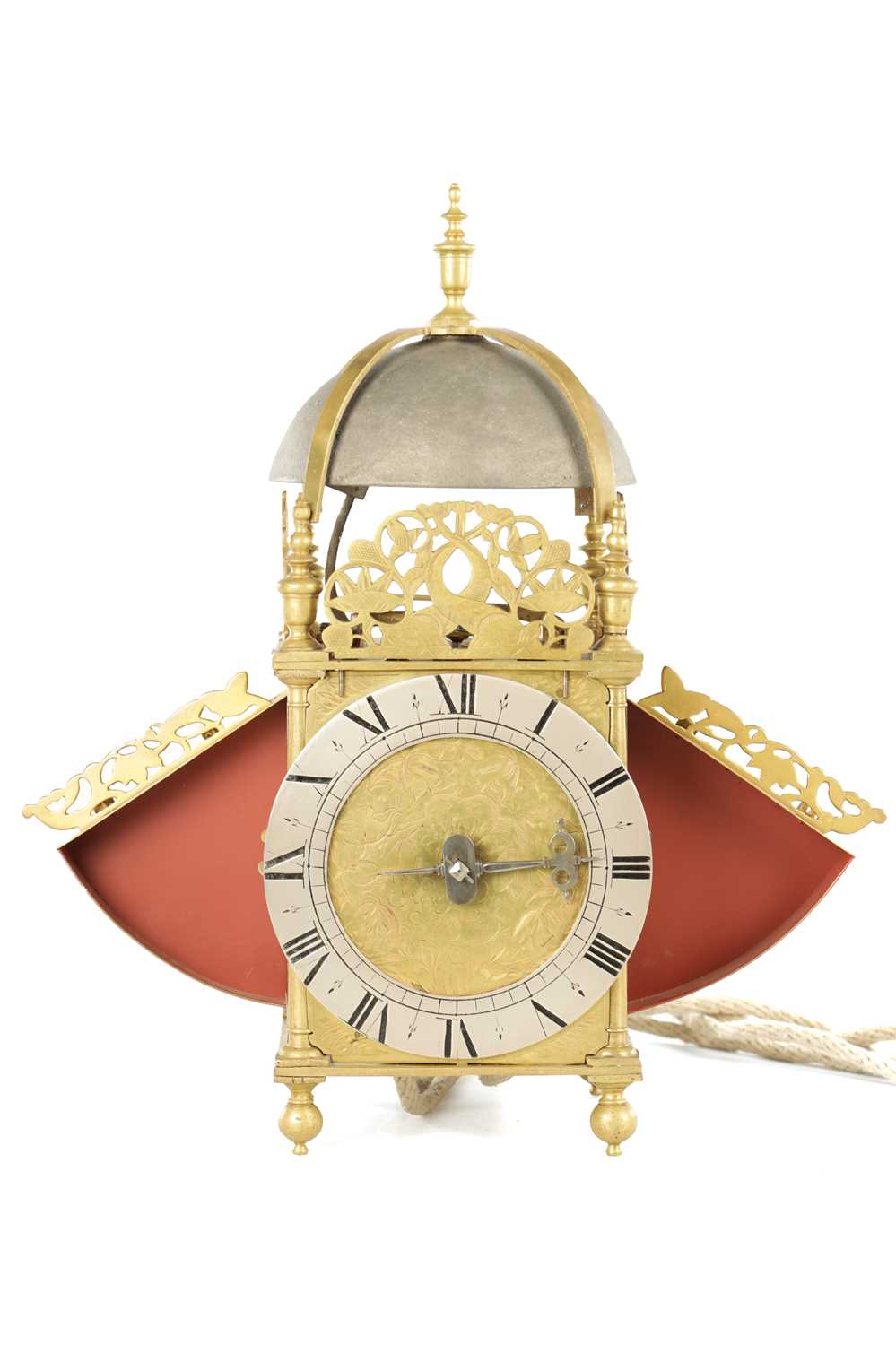 Lot 1480 - HENRY DUN, LONDINI. A 17TH CENTURY WINGED BRASS LANTERN CLOCK