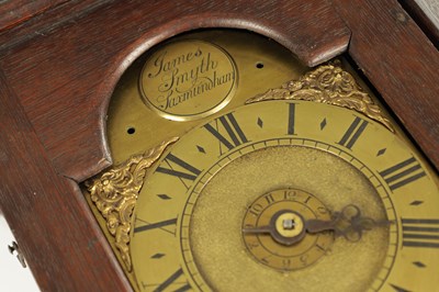 Lot 1554 - JAMES SMYTH SAXMUNDHAM. AN EARLY 18TH CENTURY HOODED WALL CLOCK WITH ALARM
