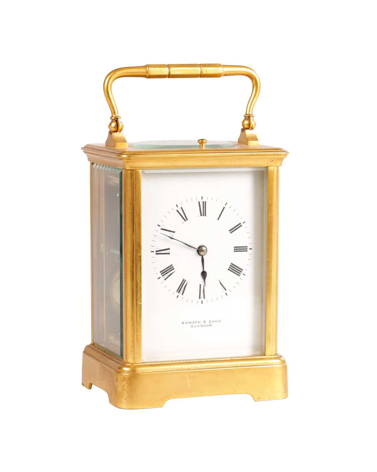 Lot 1737 - A LATE 19TH CENTURY FRENCH GILT CASED REPEATING CARRIAGE CLOCK