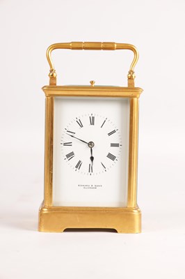 Lot 1737 - A LATE 19TH CENTURY FRENCH GILT CASED REPEATING CARRIAGE CLOCK