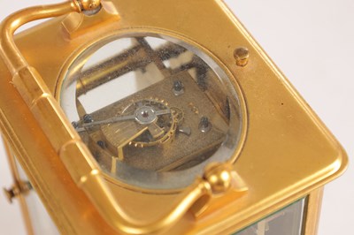 Lot 1737 - A LATE 19TH CENTURY FRENCH GILT CASED REPEATING CARRIAGE CLOCK