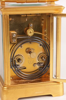Lot 1737 - A LATE 19TH CENTURY FRENCH GILT CASED REPEATING CARRIAGE CLOCK