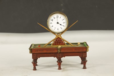Lot 1478 - A RARE AND UNUSUAL LATE 19TH CENTURY NOVELTY MANTEL CLOCK FORMED AS A SNOOKER TABLE