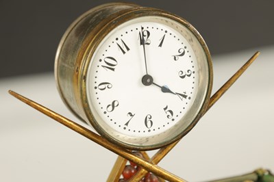 Lot 1478 - A RARE AND UNUSUAL LATE 19TH CENTURY NOVELTY MANTEL CLOCK FORMED AS A SNOOKER TABLE