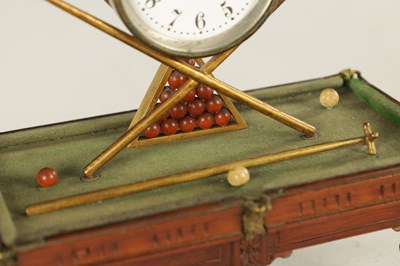 Lot 1478 - A RARE AND UNUSUAL LATE 19TH CENTURY NOVELTY MANTEL CLOCK FORMED AS A SNOOKER TABLE