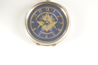 Lot 1397 - AN EARLY 20TH CENTURY SILVER OPEN FACE MASONIC POCKET WATCH