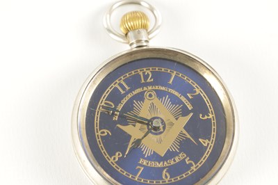Lot 1397 - AN EARLY 20TH CENTURY SILVER OPEN FACE MASONIC POCKET WATCH