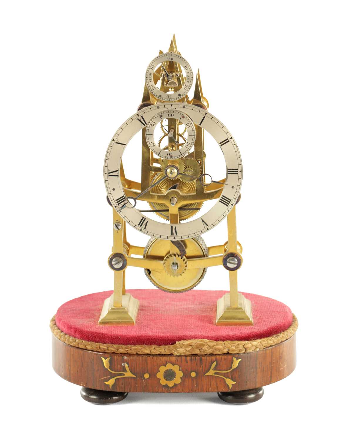 Lot 1467 - A MID 19TH CENTURY MINIATURE SKELETON CLOCK
