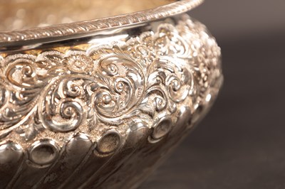 Lot 354 - A 19TH CENTURY EMBOSSED SILVER BOWL