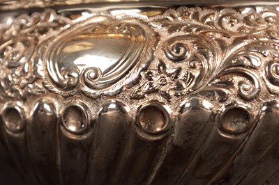Lot 354 - A 19TH CENTURY EMBOSSED SILVER BOWL