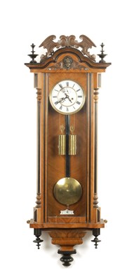 Lot 1459 - A LATE 19TH CENTURY VIENNA STYLE WEIGHT DRIVEN WALL CLOCK