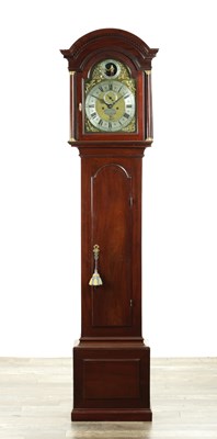 Lot 1441 - DANIEL TRIBE, PORTSMOUTH POINT. A MID 18TH CENTURY MAHOGANY EIGHT-DAY LONGCASE CLOCK WITH AUTOMATION