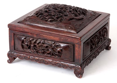 Lot 123 - A 19TH CENTURY CHINESE HARDWOOD SQUARE...