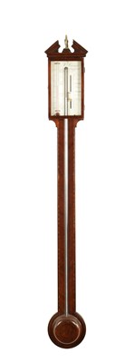 Lot 1393 - F DONEGAN, STAFFORD. A GEORGE III MAHOGANY AND BOXWOOD STRUNG MERCURY STICK BAROMETER