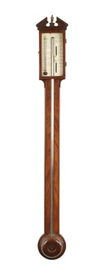 Lot 1507 - KNIGHT, STAFFORD. A GEORGE III MAHOGANY AND BOXWOOD STRUNG MERCURY STICK BAROMETER