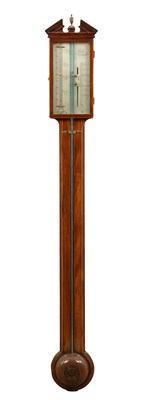 Lot 1448 - PORTA, NEWCASTLE. A GEORGE III MAHOGANY AND BOXWOOD STRUNG MERCURY STICK BAROMETER