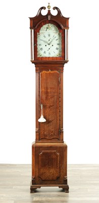 Lot 1581 - JAMES HICKSMAN, BRIDGENORTH. A GEORGE III PAINTED DIAL OAK EIGHT-DAY LONGCASE CLOCK