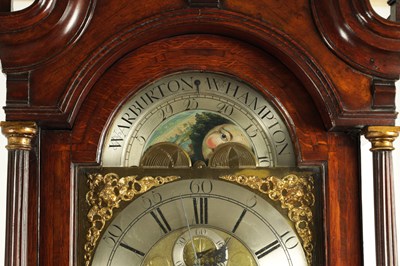 Lot 1460 - WARBURTON, WOLVERHAMPTON A GEORGE III EIGHT-DAY 12” BRASS MOON ROLLER INLAID OAK LONGCASE CLOCK