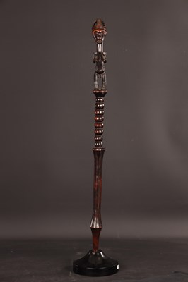 Lot 280 - A RARE AFRICAN LUBA-TABWA CARVED HARDWOOD DIGNITARY’S STAFF