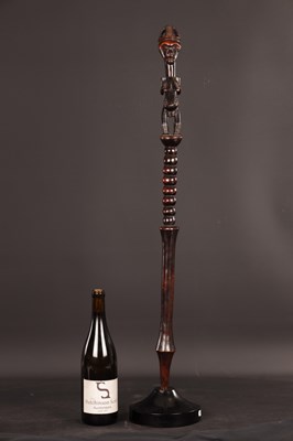 Lot 280 - A RARE AFRICAN LUBA-TABWA CARVED HARDWOOD DIGNITARY’S STAFF