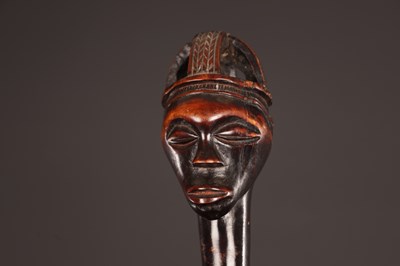 Lot 280 - A RARE AFRICAN LUBA-TABWA CARVED HARDWOOD DIGNITARY’S STAFF