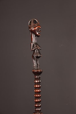 Lot 280 - A RARE AFRICAN LUBA-TABWA CARVED HARDWOOD DIGNITARY’S STAFF