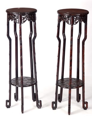 Lot 129 - A PAIR OF LATE 19TH CENTURY CHINESE HARDWOOD...