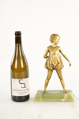 Lot 725 - FERDINAND PREISS AN ART DECO TWO TONE GILT BRONZE SCULPTURE OF A HOOP GIRL