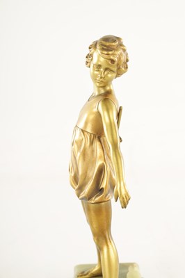 Lot 725 - FERDINAND PREISS AN ART DECO TWO TONE GILT BRONZE SCULPTURE OF A HOOP GIRL