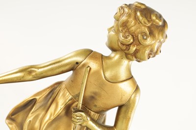 Lot 725 - FERDINAND PREISS AN ART DECO TWO TONE GILT BRONZE SCULPTURE OF A HOOP GIRL