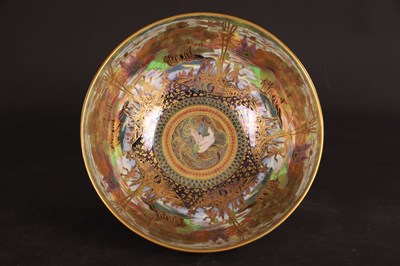 Lot 101 - A FINE WEDGWOOD FAIRYLAND LUSTRE PEDESTAL PUNCHBOWL CIRCA 1920'S DESIGNED BY DAISY MAKEIG-JONES