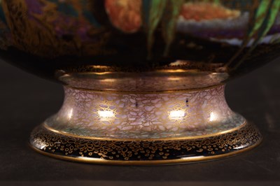 Lot 101 - A FINE WEDGWOOD FAIRYLAND LUSTRE PEDESTAL PUNCHBOWL CIRCA 1920'S DESIGNED BY DAISY MAKEIG-JONES
