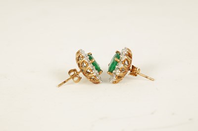 Lot 127 - A LARGE PAIR OF EMERALD AND DIAMOND EARRINGS