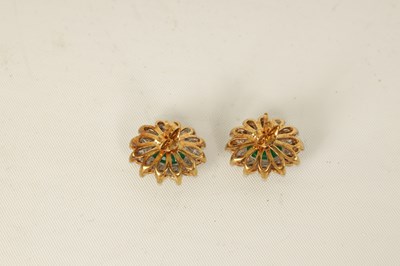Lot 127 - A LARGE PAIR OF EMERALD AND DIAMOND EARRINGS