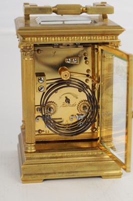 Lot 1504 - A LATE 19TH CENTURY FRENCH PORCELAIN PANELLED REPEATING CARRIAGE CLOCK
