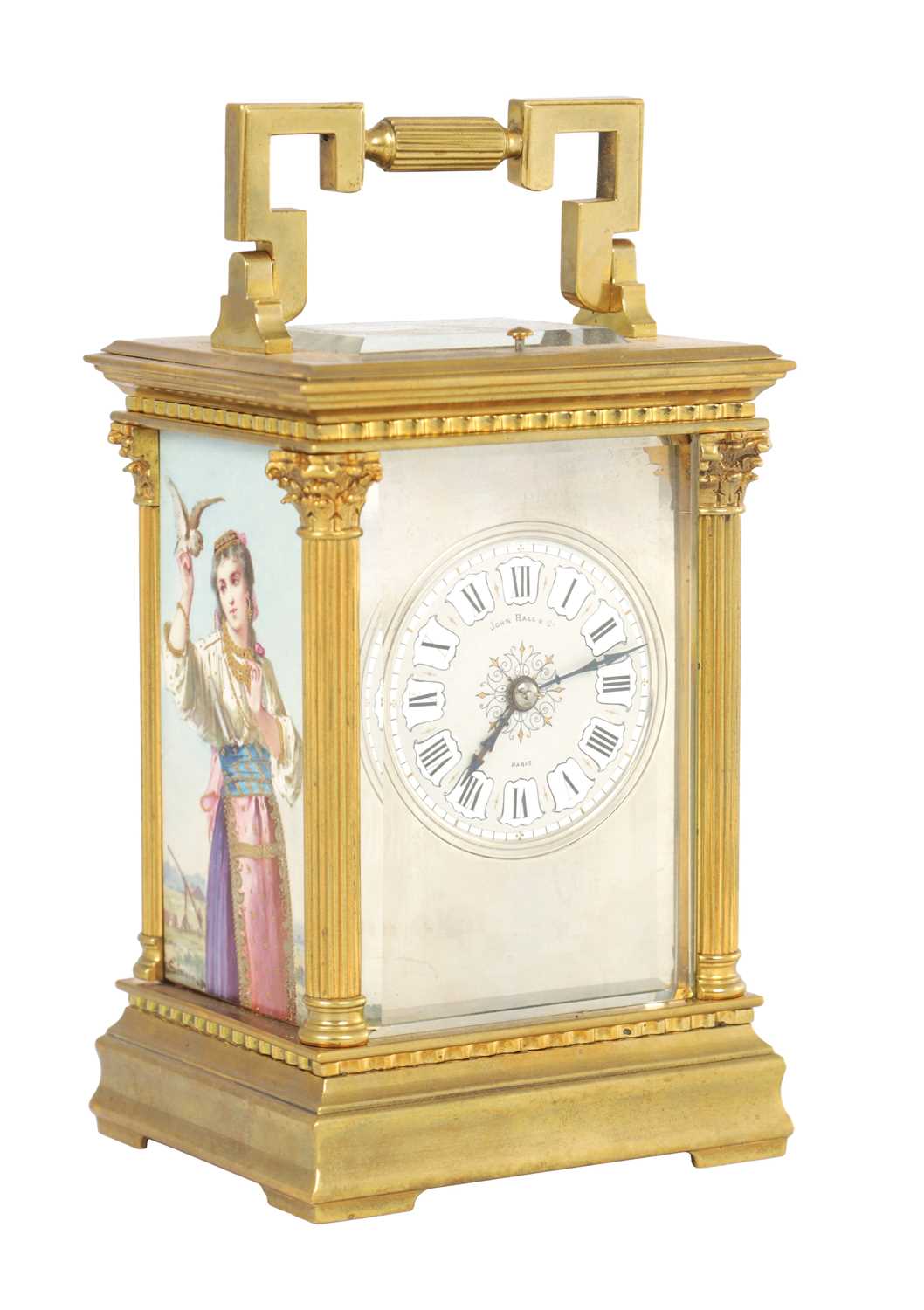 Lot 1504 - A LATE 19TH CENTURY FRENCH PORCELAIN PANELLED REPEATING CARRIAGE CLOCK