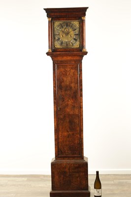 Lot 1611 - ISAC HANWELL, LONDON. AN EARLY 18TH CENTURY BURR WALNUT LONGCASE CLOCK