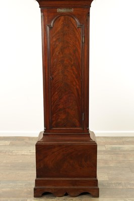 Lot 1461 - ARLANDER DOBSON, LONDON. A GEORGE III FIGURED MAHOGANY LONGCASE CLOCK