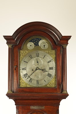 Lot 1461 - ARLANDER DOBSON, LONDON. A GEORGE III FIGURED MAHOGANY LONGCASE CLOCK
