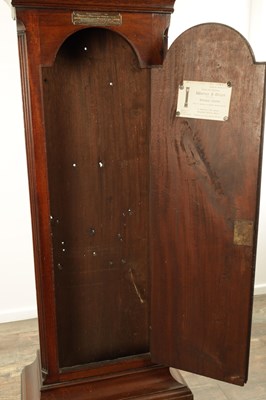 Lot 1461 - ARLANDER DOBSON, LONDON. A GEORGE III FIGURED MAHOGANY LONGCASE CLOCK