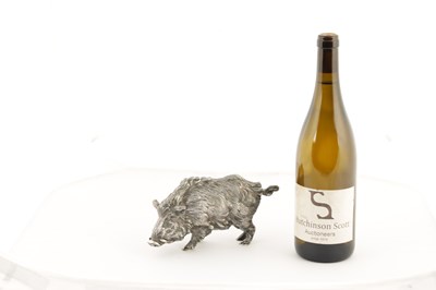 Lot 413 - AN EARLY 20TH CENTURY DUTCH SILVER MODEL OF A WILD BOAR