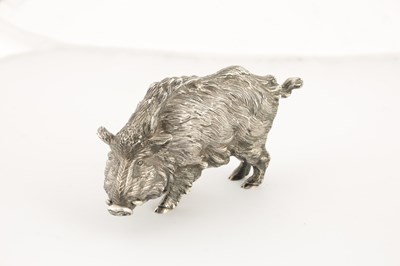 Lot 413 - AN EARLY 20TH CENTURY DUTCH SILVER MODEL OF A WILD BOAR
